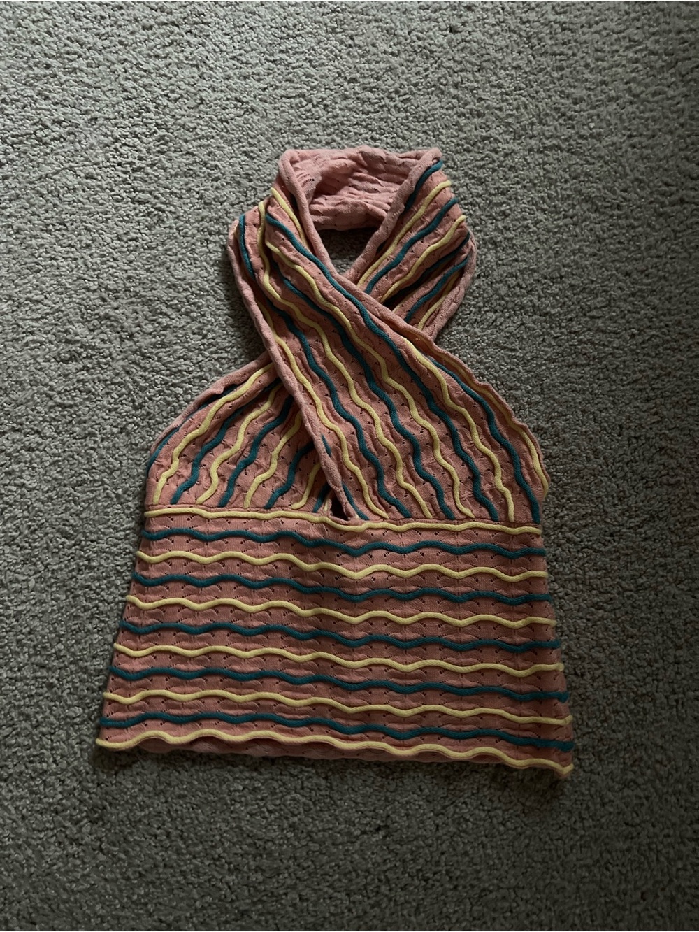 Bardot Pink Multicolor Wavy Knit Scarf